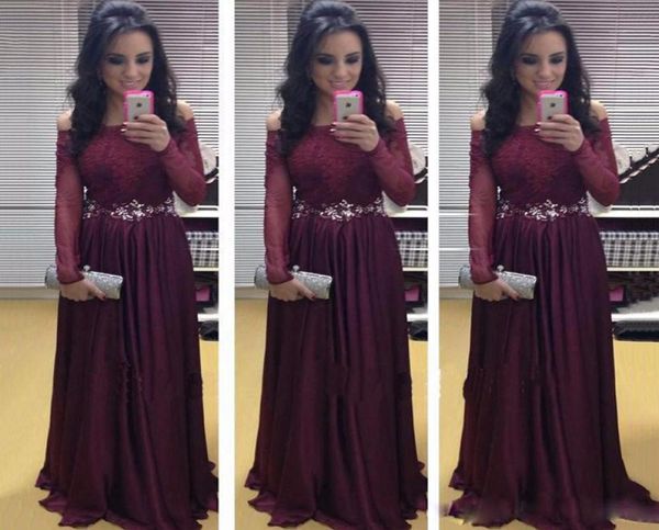 Abito da ballo rosso bordeaux bordeaux Abito da occasione speciale a maniche lunghe Abito da festa Plus Size abiti da festa longo tendencia8129296