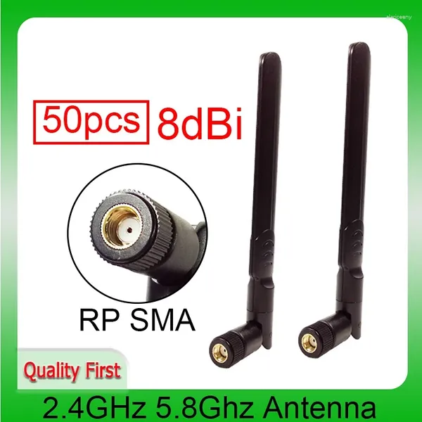 Smart Home Control 50 stücke 2,4 GHz 5 GHz 5,8 GHz Antenne 8 dBi RP-SMA Stecker Dual Band Wifi Antena SMA Stecker auf Buchse Koaxial-Verlängerungskabel