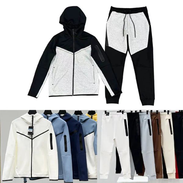 Tuta in pile tecnico da uomo tuta uomo tech designer felpa con cappuccio doppio colore abbinato in due pezzi con pantaloni giacca con cappuccio a maniche lunghe da donna Primavera autunno taglia asiatica