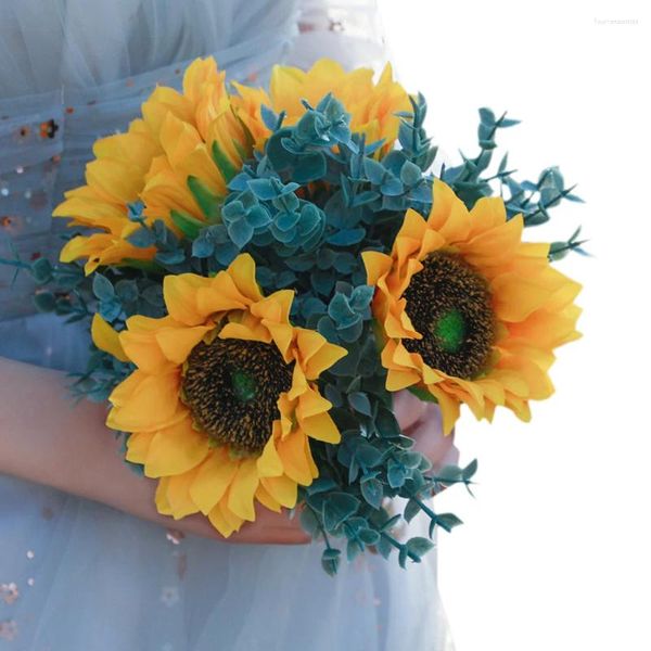 Dekorative Blumen Hochzeit Brautstrauß Simulation Sonnenblume Fake Dekor