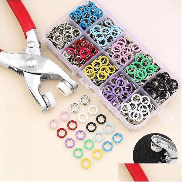 Pinze 100 pezzi bottoni automatici in metallo con chiusura kit di strumenti per pressa per vestiti zaini tute per bambini cucito e artigianato fai da te Dr Dh0Jb