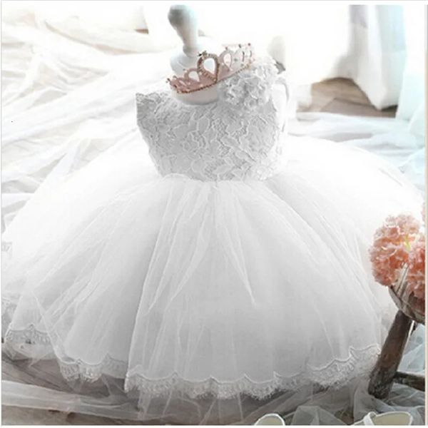 Vestido de bebê vestido branco vestido de batizado 1 ano menina de aniversário Vestido Party Princesa vestidos de baile 0-2yrs Roupas de menina 240403