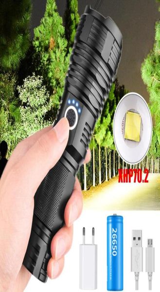 Potente torcia XHP702 LED USB ricaricabile zoomabile XHP70 18650 26650 Lampada da campeggio per caccia Torcia esterna impermeabile Torcia 2307624