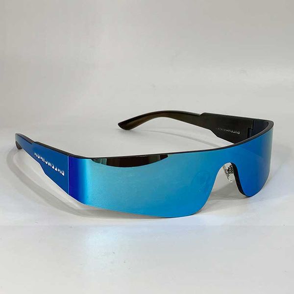 Óculos de sol de nylon preto para mulheres designer prata gradiente lentes grossas moda masculina óculos lente completa máscara retangular estreita
