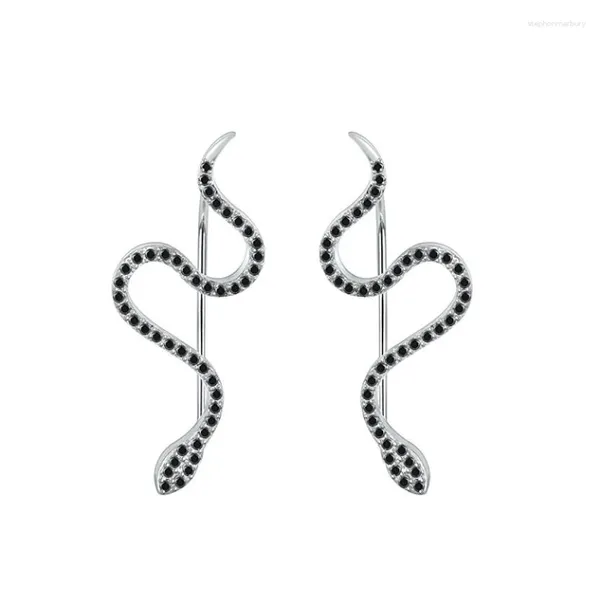 Orecchini con retro in argento Colore gioielli Fidanzamento Serpente Goccia per donna Orecchino femminile con spinello nero Regalo I198