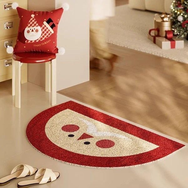Teppiche 2024 Weihnachten Fußmatte Teppich PVC Anti-Rutsch-Matte Draht Ring Schneiden Custom Home Kleine Größe Eingang