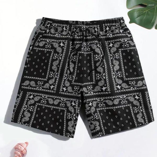 Herren-Shorts, klarer Druck, Strand, Sommer, Sport, mit elastischem Kordelzug in der Taille, 3D-Druck, Taschen, breites Bein für Streetwear