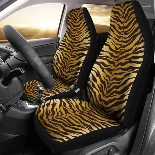 Coprisedili per auto Strisce di tigre Stampa animalier Set di colori dorati Misura universale per sedili avvolgenti in auto e SUV African Safari Jungle