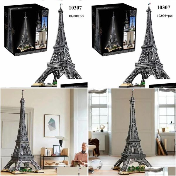 Blocos 10001pcs Torre Eiffel com tijolos de construção de luz brinquedos garoto aniversário presentes de Natal compatíveis 10307 10181 17002 230818 gota de dhxt5