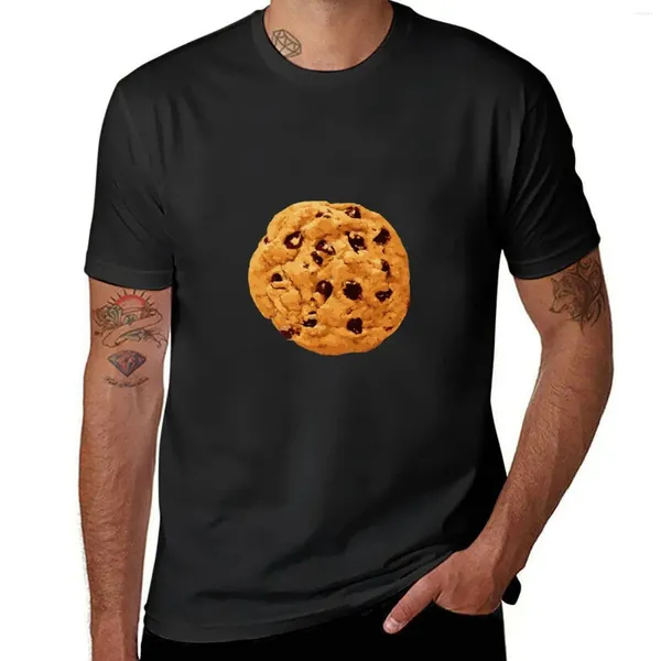 Polos masculinos camiseta de biscoito com pedaços de chocolate roupas vintage pesos pesados verão tops de secagem rápida camiseta masculina