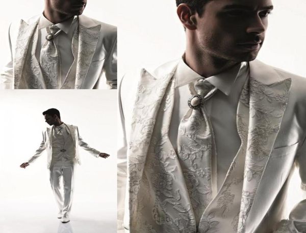 2015 ternos brancos dos homens smoking terno de negócios marca chefe vestido terno para men039s casamento formal negócios meninos ternos noivo branco tu6782050