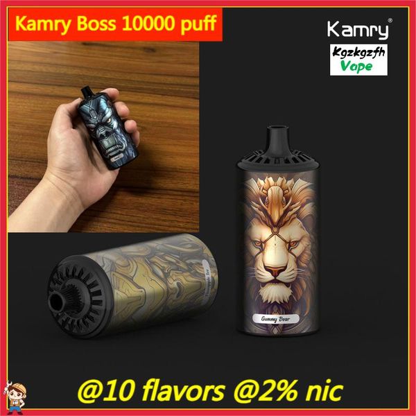 Kamry Boss 10000 Puff Disponível Vape Autentic Bang Vopers Mesh Mesh Bobina Recarregável Cigarros eletrônicos 2% 10 cores Sistema de caneta Puff 10k Vapes