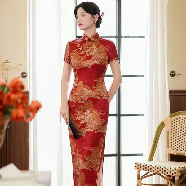 Ethnischer Stil Vintage Qipao Kleider für Frauen Mode Casual Streetwear Frau Kleidung Elegantes chinesisches Cheongsam Kleid 240306