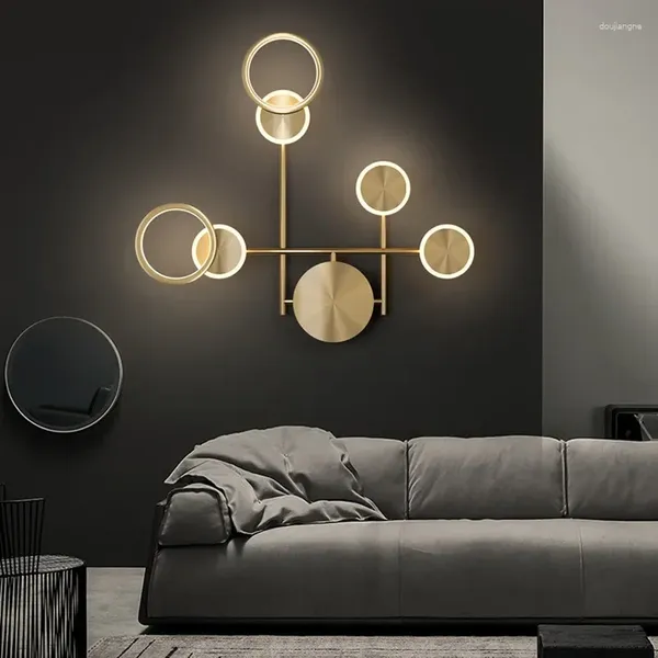 Lampada da parete moderna in metallo lustro led soggiorno luce decorazioni per la casa camera da letto comodino illuminazione sfondo applique in rame nero