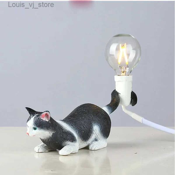 Настольные лампы Cat Lamp Настольные лампы для спальни Прикроватная настольная лампа Смола Подставка для животных Светильники Домашний художественный декор Гостиная Ночные светильники YQ240316