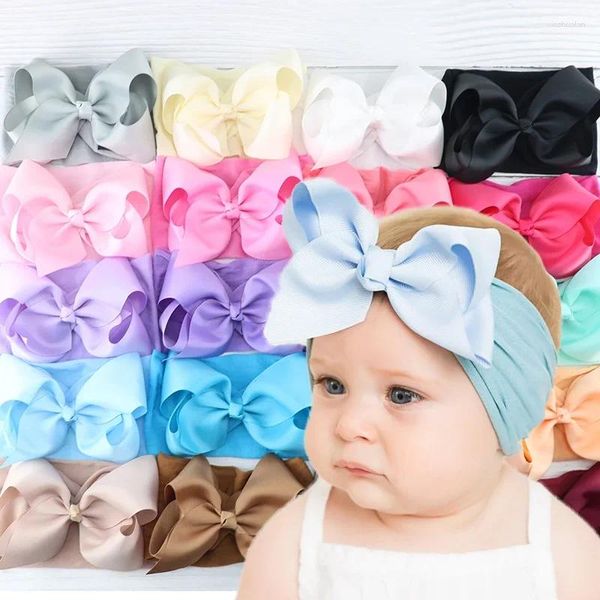 Acessórios de cabelo Born Nylon Baby Headband Criança Infantil Bow Hairband Turban Acessório