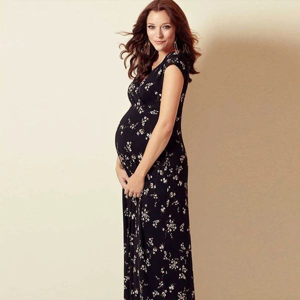 Длинные платья для беременных с цветочным принтом и короткими рукавами, платья Poshoot Vestido 240301