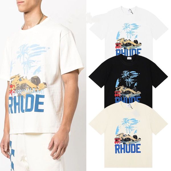 RHUDE Designer camiseta masculina New Tide Shorts Sleeve Ropamujer T-shirts Luxurys Atacous Summer Summer Loose Breathable Material Styles Rous
