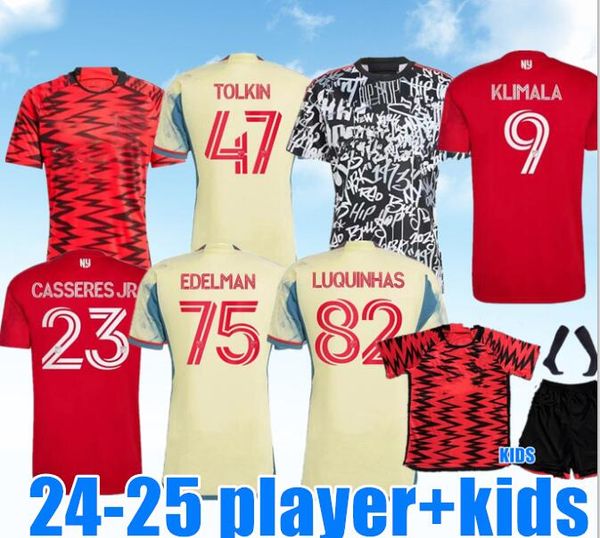 New York 24-25 Camisas de futebol vermelho BURKE LUQUINHAS VANZEIR AMAYA NEALIS TOLKIN MORGAN BULLS 24 25 MLS futebol masculino camisa infantil