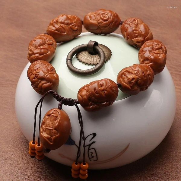 Прядь оливкового ореха, резной браслет Sun Xiaosheng ручной работы, резьба по камню, обезьяна Ци Тянь Да Шэн, ручной ручной