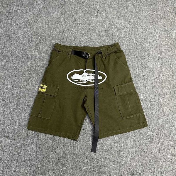 Designer curto moda casual roupas praia shorts corteizs alcatraz exército verde calças de carga americana high street multi bolso shorts mens verãov6yn