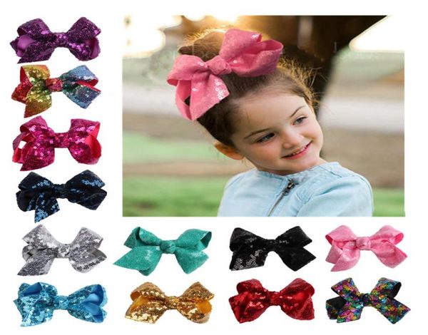 Crianças meninas lantejoulas clipes 13 cores 11cm sólido bowtie fita boutique bowknot grampos de cabelo crianças casual gorgorão garras de cabelo bebê barre2629932