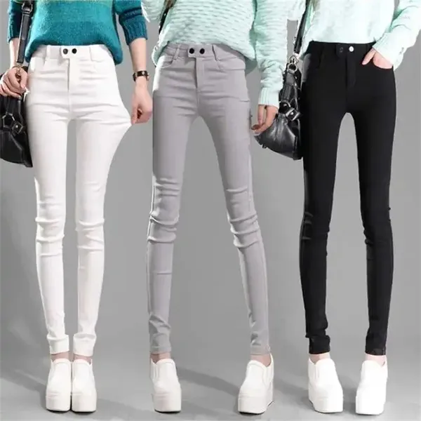 Frauen Hosen Frauen Tragen Leggings Frühling Herbst 2024 Weiß Bleistift Explosion Hohe Taille Füße Hosen Mode Damen