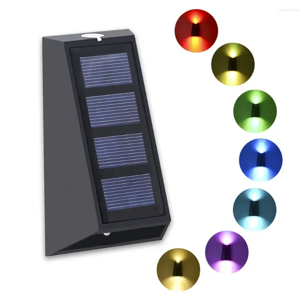 Wandleuchte 2024 Solar-Gartenleuchten RGB-Farbwechsel wasserdichte Weihnachtsgeschenkbeleuchtung für Gehweg-Zaun-Treppen