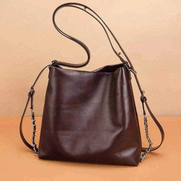 Bolsa de grande capacidade feminina corrente ombro tote bolsas axilas bolsas femininas couro genuíno bolsas mujer crossbady