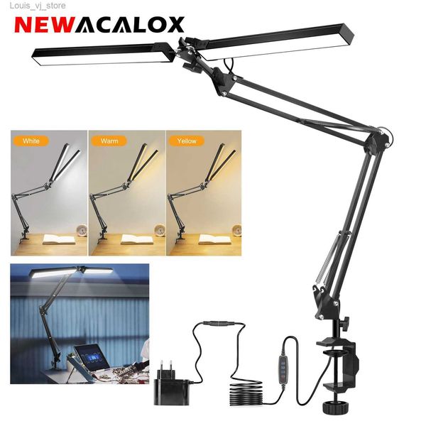 Candeeiros de mesa NEWACALOX EU / US 12V Reading Desk Lamp com 160Pcs Luzes LED 24W Luz interna Braçadeira de mesa Luz dobrável para escritório / estudo / trabalho YQ240316