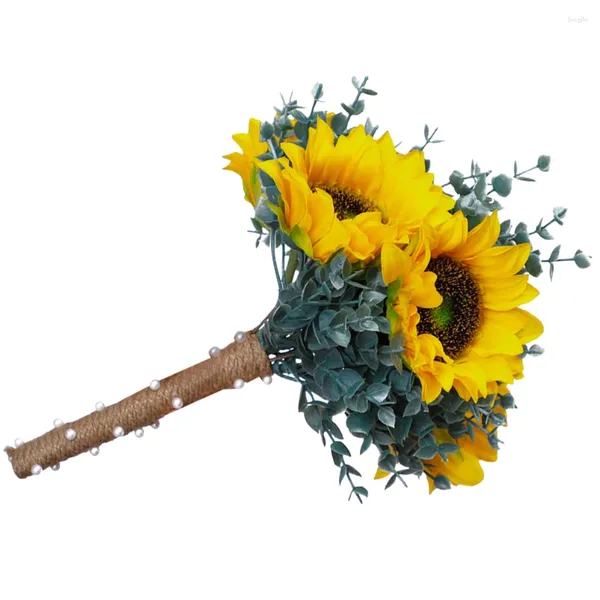 Fiori decorativi Mazzi di decorazioni di girasole per matrimonio Cascata Sposa Simulazione nuziale Ornamento Corda Pografia Puntelli Artificiali