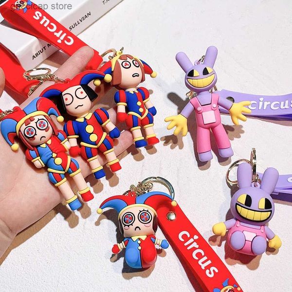 Anahtarlıklar Landards Dijital Sirk Akrilik Anahtarlık Palyaço Dijital Circus PVC Bebeği Anahtarlık Araç Keychain Tatil Hediyesi Y240316