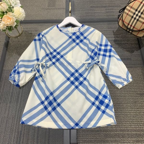 BBR 2024 High End Frühling Herbst Mädchen Kontrast gestreiftes bedrucktes Kleid Kinder Designerkleidung Kind Designer Markenkleid Kleid aus reiner Baumwolle, Größe 100–150 cm