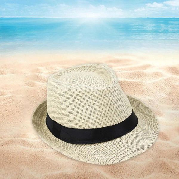 Cappelli a tesa larga Cappello di paglia da spiaggia Portatile adulto Uomo Donna Trendy Leggero Top da sole per la pesca Viaggi Campeggio Vocazioni Vacanze