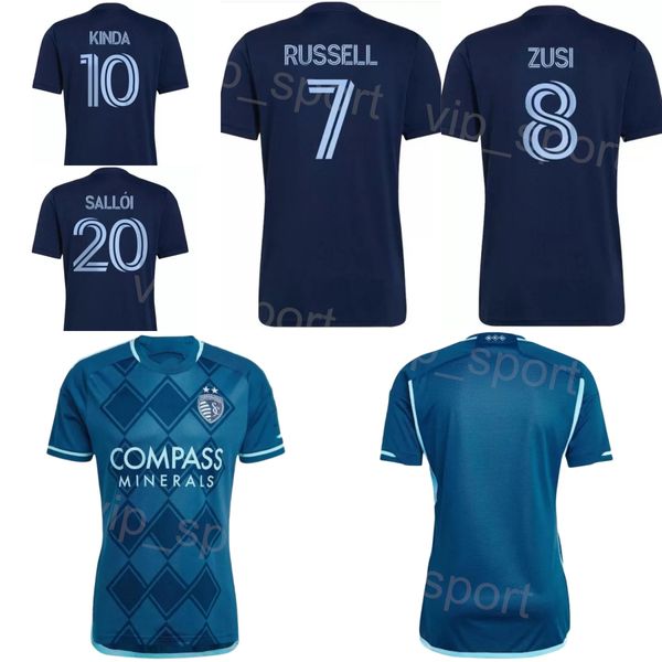 Sporting Kansas City 2024-25 Calcio 10 Daniel Salloi Jersey Mans 23 William Agada 7 Johnny Russell 26 Erik Thommy 54 Remi Walter 17 Jacob Davis Maglia da calcio Kit