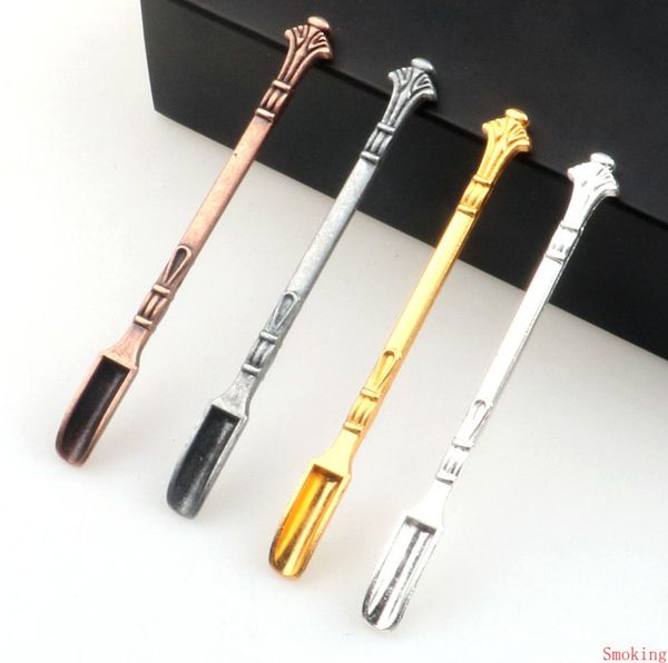 Dabber Dab Wax Tool Dry Herb Vaporizer Gold Silber 80 mm Werkzeug Dab Rigs Metalllöffel für Sniffer Snorter HOOVER Snuff Smoking Ac3329440 verwendet