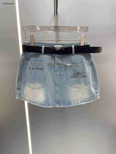 Дизайнерские платья Женская плиссированная юбка брендовое короткое джинсовое платье модный треугольник с логотипом Летние женские каникулы сексуальные джинсовые шорты мини-юбки женская дорожная одежда 15 марта