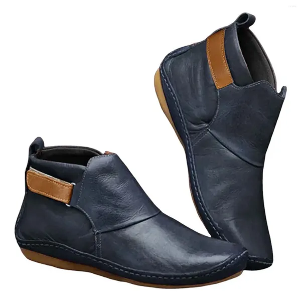 Wanderschuhe, Winterstiefel für Damen, breiter High-Heel, Slip-on-Stiefeletten, Brace Boot, Damen-Stollensohle