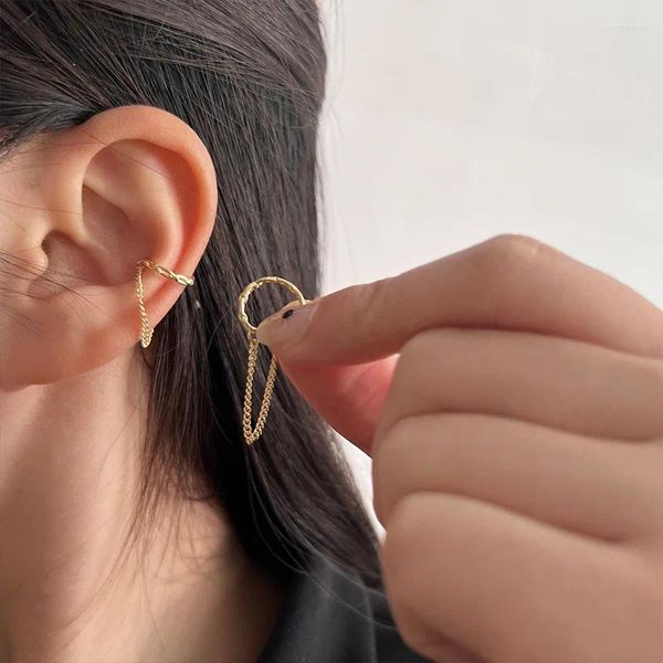 Brincos traseiros punk clipe de orelha longo borla brinco para mulheres zircão manguito linha moda jóias presente orelhas corrente sem piercing