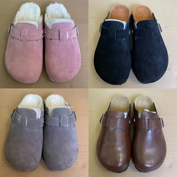 Deutschland Damen Hausschuhe Designer-Sneaker Damen Sandalen Shearling Wildleder Clogs Slipper Weiches Fußbett Rosa Schwarz Stone Taupe Glattleder Röstbraun Khaki Schuhe