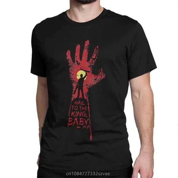 Camisas casuais masculinas Hail To Baby Evil Dead Camiseta Homens T-shirt de algodão Filme Bruce Necronom Zombie Terror Groovy Camisetas StreetwearC24315