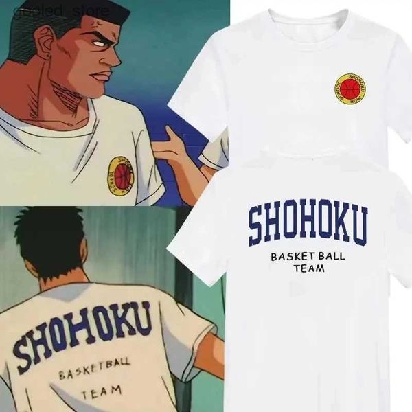 Herren T-Shirts Japanisches Anime Slam Dunk Shohoku Basket Ball Team T-Shirt Sakuragi Hanamichi Print T-Shirts Übergroße Cosplay Unisex Kleidung Q240316