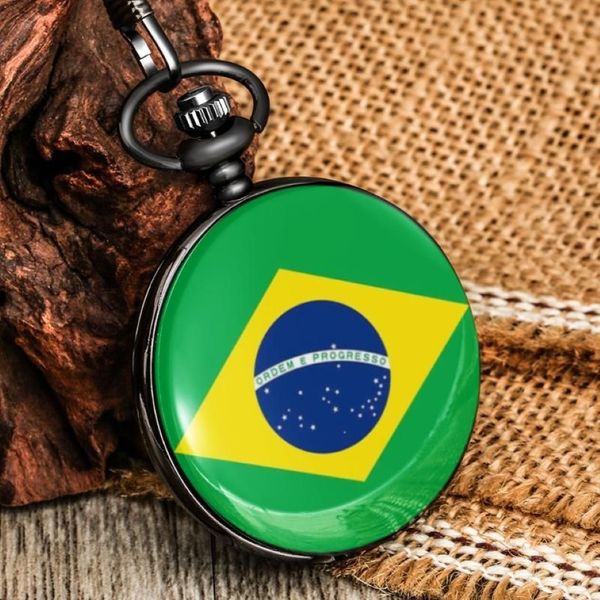 Relógios de bolso chique design brasileiro relógio masculino elegante grande mostrador branco liga de alta qualidade corrente grossa pingente258y