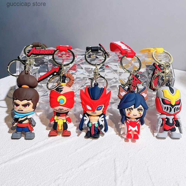 Schlüsselanhänger Lanyards Kreative League of Legends Figur Schlüsselanhänger Akali Lee Sin Ahri Yasuo Yone Anhänger Schlüsselanhänger lol Anime Schlüsselanhänger für Rucksack Neu Y240316