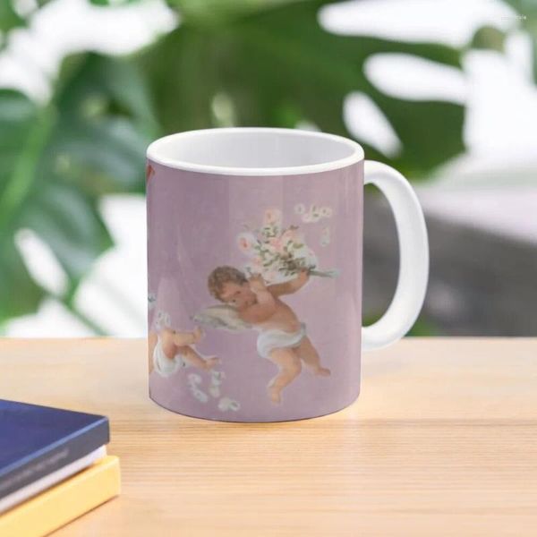 Canecas Rosa Nublado Renascença Anjos Arte Estética Caneca de Café Viagem Thermo Copos para Chá e