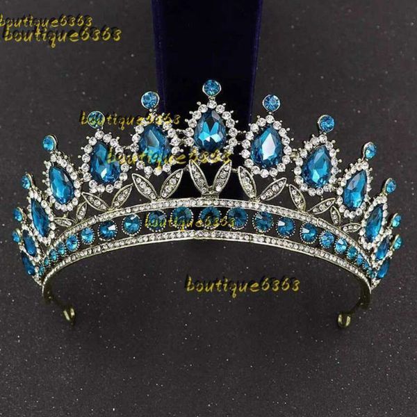 Fermagli per capelli Barrettes Fermaglio per capelli Barocco Vinatge Teal Rosa Corone di cristallo Emozionato Diadema Strass Compleanno Tiara Fascia per matrimonio Accessori da sposa 2024