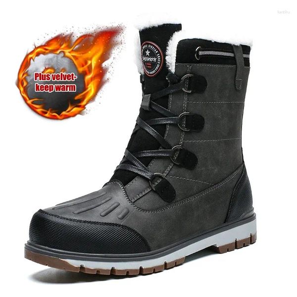 Sapatos de caminhada 2024 inverno com botas de neve de pele para homens tênis tornozelo-30 graus celsius quente adulto casual qualidade à prova dwaterproof água masculino