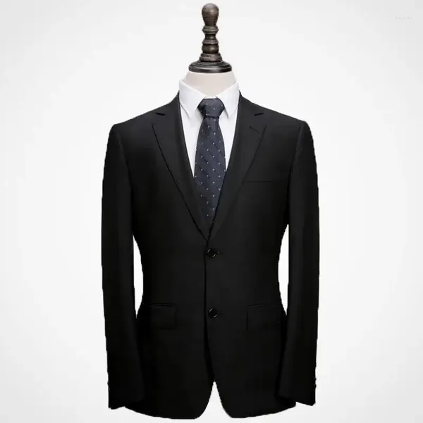 Gilet da uomo Abbigliamento professionale 70% lana Nero Abito da lavoro di alta qualità Personalizzato a fila singola a due bottoni