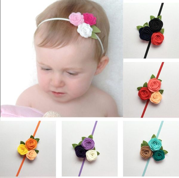 Dreifache Filz-Rosen-Blumen-Stirnband für Kinder, Babys, Mädchen, Weihnachts-Stirnband, Kleinkind-Kopfbedeckung, Prinzessin Po-Requisiten, Haarschmuck, Ha2450040