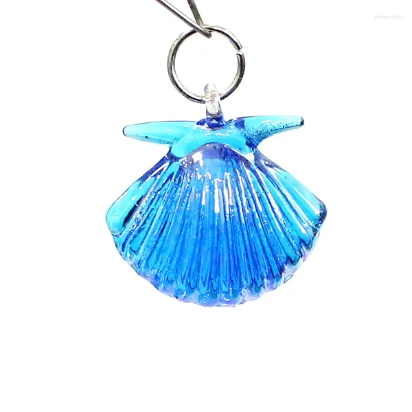 Figurine decorative 2 pezzi Simpatici ciondoli di conchiglia di mare Pendenti in vetro oceano per collana fatta a mano Accessori per orecchini Artigianato Creazione di gioielli fai da te o